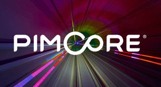 Markenname Pimcore auf abstraktem Hintergrund, der auf ein Ziel zuläuft