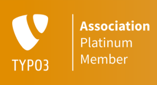 orangenfarbenes Logo der TYPO3 Platinum Membership